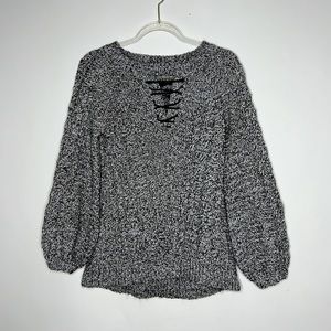 ANTHROPOLOGIE Neely Bubble Sleeve High Low Hem Knit Sweater Sz XS